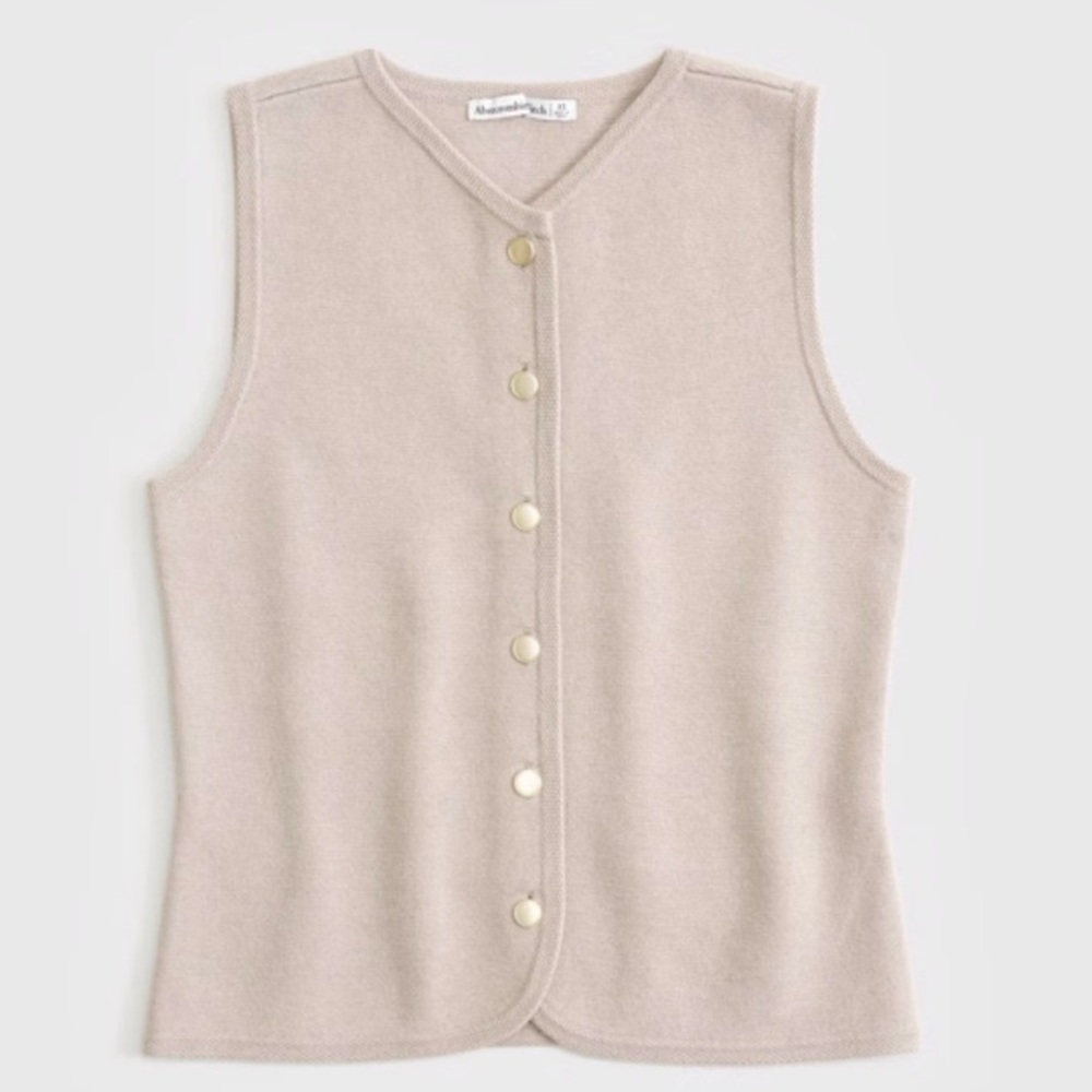 Abercrombie & Fitch Mara High-V LuxeLoft Sweater Vest in Sand